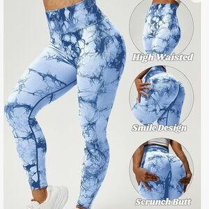 Tie Dye‎ Seamless Leggings  High Waist Yoga Scrunch Butt Lifting Elastic